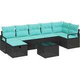  Set sofe s jastukom s pohranom 8 pcs Crna i Tirkizna poliratan | shoptok.hr