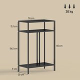  Konzolni stol s 3 police uski stol za ulaz čelični okvir za dnevni boravak/hodnik 55 cm crni | shoptok.hr
