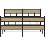 vidaXL Kovinski posteljni okvir brez vzmetnice sonoma hrast 160x200 cm | Shoptok.si