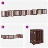 vidaXL Ograda za pse z vrati zložljiva 15 panelov rjava 750 cm les | Shoptok.si