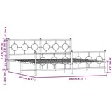 Metalni okvir kreveta uzglavlje i podnožje bijeli 200x200 cm | shoptok.hr