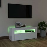 TV ormarić s LED svjetlima visoki sjaj bijeli 90 x 35 x 40 cm | shoptok.hr