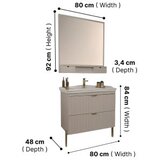 Hanah home Kupatilski ormarić sa umivaonikom i ogledalom (2 komada) Noble 80 Luna | Eponuda.com