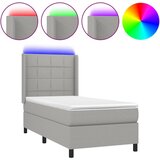 vidaXL Box spring postelja z vzmetnico LED sv. siva 100x200 cm blago, (20789239) Cene