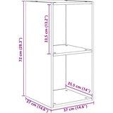  Set TV komoda Zidne 2 pcs Crni hrast 37 x 37 x 72 cm | shoptok.hr