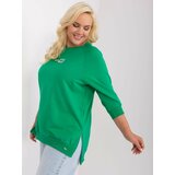 Fashion Hunters Green plus size blouse with slits Cene