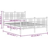vidaXL Kovinski posteljni okvir z vzglavjem in vznožjem bel 120x200 cm | Shoptok.si
