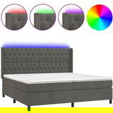 Maison Chic Box spring postelja - Vzmetna postelja z vzmetnico LED temno siva 200x200 cm žamet SL9710, (21900805) | Shoptok.si