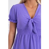 Kesi Dress with a tied V-neck in purple color | shoptok.hr