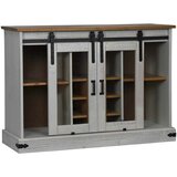 vidaXL Bivak HALDEN 2 drsna vrata Bela 112x40x80 cm Masivni les | Shoptok.si