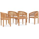  5-dijelna vrtna garnitura u obliku banane od masivne tikovine Smeđa 90 x 50 x 45 cm | Shoptok.si