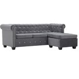 vidaXL Kavč Chesterfield L oblike žametna obloga 199x142x72 cm siv Cene