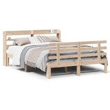Maison Chic Posteljni okvir - Dvoposteljna postelja - Zakonska postelja z vzglavjem 120x200 cm trdna borovina, (21692370) | Shoptok.si
