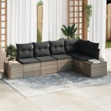 vidaXL 5-delni vrtni kavč set z blazinami siva poli ratan | Shoptok.si