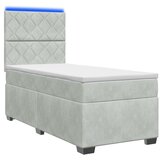 vidaXL Boxspring krevet s madracem Svjetlosiva 90 x 200 cm Baršun - Svjetlosiva 90 x 200 cm Dizajn s rombovima | shoptok.hr