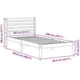  Krevetna konstrukcija Smeđa 80 x 200 cm Čvrsto borovo drvo | shoptok.hr