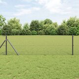 vidaXL varjena žična ograja z 13 stebri siva 0.4x25 m jeklo | Shoptok.si