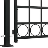  Vrata za ogradu ASSEN s lučnim vrhom i 2 stupa 105x170 cm crna | Eponuda.com