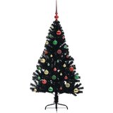 vidaXL Umjetna preddekorirana božićna jelka Črna 150 cm PVC | Shoptok.si