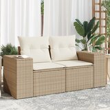 Maison Chic Vrtni kavč - Zunanji kavč z blazinami 2-sedežni bež poli ratan, (22043792) | Shoptok.si