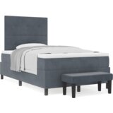  Krevet s Box Springom s madracem i klupom Tamnosivi 120x190 cm Baršun | shoptok.hr