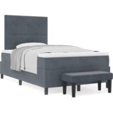  Postelja z vzmetnico z vzmetnico Temno siva 120 x 190 cm Žamet, (5000128588) | Shoptok.si