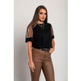 Fenzy Bombažna Kratka Majica S Prosojnimi Rokavi, Črna | Shoptok.si