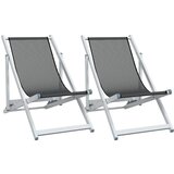  Sklopive stolice za plažu 2 kom sive od aluminija i tekstilena | Eponuda.ba