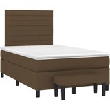 vidaXL Box spring postelja z vzmetnico temno rjava 120x190 cm blago, (21112106) Cene