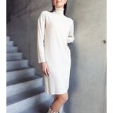  Beige shimmering midi dress with turtleneck Kusama | Shoptok.si