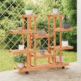 vidaXL Stalak za cvijeće s kotačima 110x25x115 cm od masivne jelovine | shoptok.hr