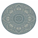 tepih outdoor okrugli slonova kost/srebrno /plavi 160cm