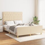The Living Store Posteljni okvir z vzglavjem krem 140x190 cm blago - Posteljni Okvir Z Vzglavjem, (21523410) Cene