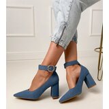  Denim block heel pumps with buckle and rhinestones Vellus | ePonuda.com