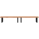  Zidna polica za umivaonik od čelika i masivne bukovine Smeđa 150 x 55 x 2.5 cm | shoptok.hr
