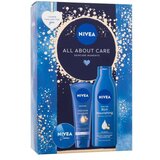 Nivea All About Care set: univerzalna krema Creme 30 ml + krema za roke Intensive Moisture 100 ml + losjon za telo Rich Nourishing 250 ml za ženske | Shoptok.si