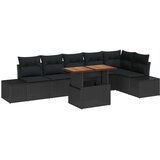 vidaXL 7-delni vrtni kavč set z blazinami črn poli ratan | Shoptok.si