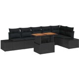vidaXL Set od 7 komada vrtne sofe s jastučićima Crna Poli ratan | shoptok.hr
