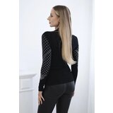 Kesi Viscose blouse decorated on neckline and sleeves black | Shoptok.si