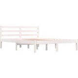 vidaXL Posteljni okvir iz trdne borovine 135x190 cm bel 4FT6, (20645006) Cene