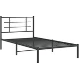 vidaXL Kovinski posteljni okvir z vzglavjem črn 107x203 cm, (21007331) Cene