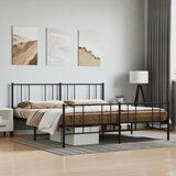 The Living Store Kovinski posteljni okvir z vzglavjem in vznožjem črn 183x213 cm - Posteljni Okvir, (21524744) | Shoptok.si