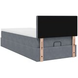 vidaXL Otomanski posteljni okvir z vzmetnico siv 80x200 cm žamet | Shoptok.si