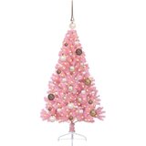 vidaXL Umjetno predsvijetljeno božićno drvce Ružičasta 120 cm PVC | shoptok.hr