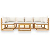  3057653 7 Piece Garden Lounge Set with Cushion Cream Solid Acacia Wood (2x311857+311859+311863) | shoptok.hr