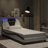 Furnova Posteljni okvir z LED lučkami belo črn 100x200 cm umetno usnje, (21934745) Cene