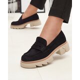 Resti Black women's openwork moccasins on a solid sole Ejina - Footwear Cene