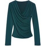Trendyol Emerald Green Drape Detailed Fitted Long Sleeve Stretchy Knitted Blouse | ePonuda.com