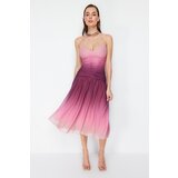 Trendyol multicolored draped stylish evening dress Cene