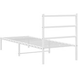 Metalni okvir za krevet s uzglavljem bijeli 75x190 cm | shoptok.hr
